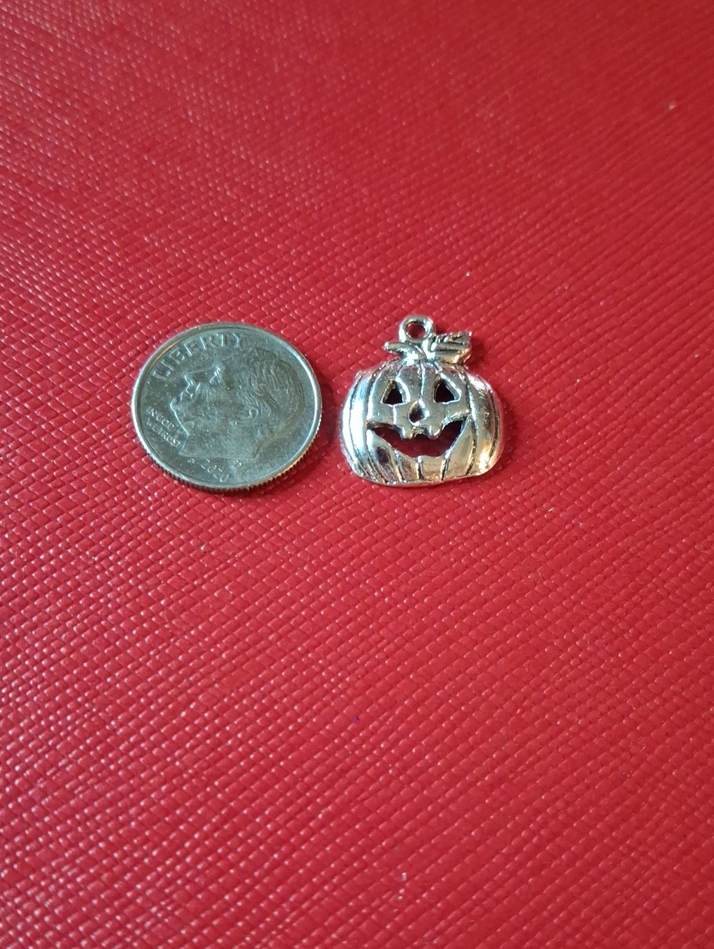 Jack O Lantern Pumpkin Halloween Silver Tone Charm New